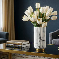 Ваза "Модерн" белый мрамор 26 см